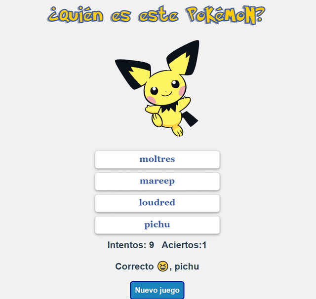 Juego adivina el Pokémon